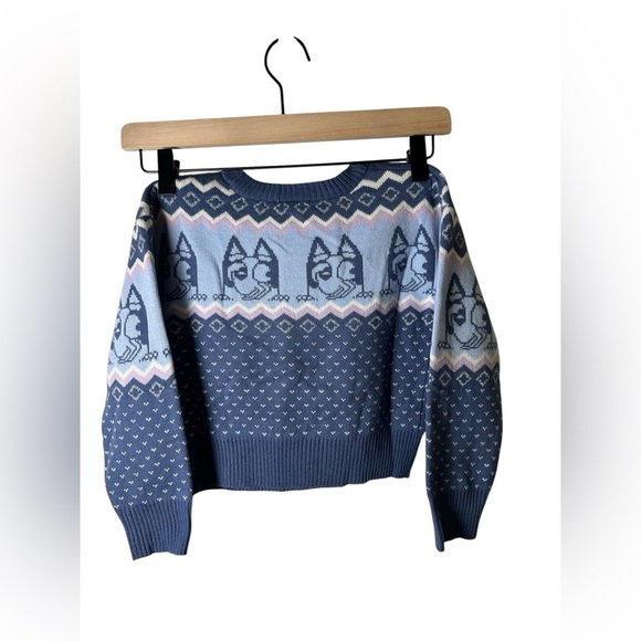 Bluey Kids Sweater Pullover Knit Fair Isle Jumper XS 4/5 Blue - Picture 6 of 8